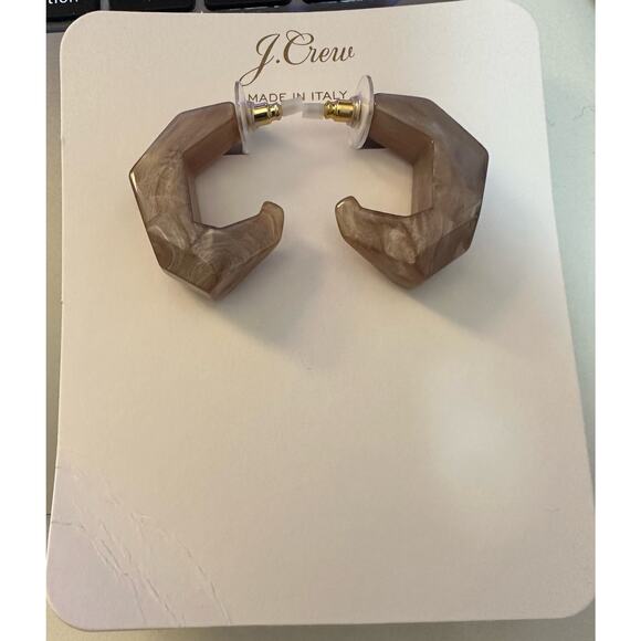 J. Crew Made-in-Italy dimensional hoop earrings white taupe new with tags - Picture 1 of 2